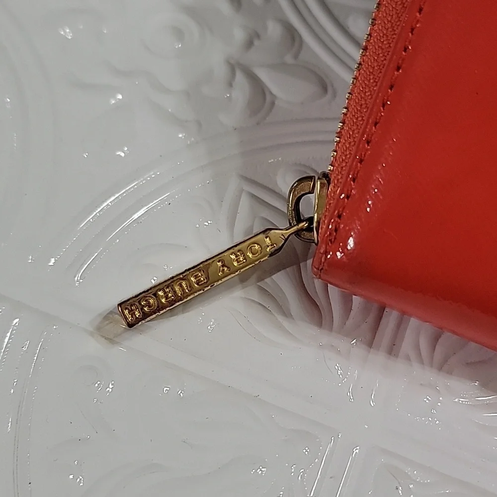 Tory Burch Poppy Red Robinson Continental Patent Leather Wallet